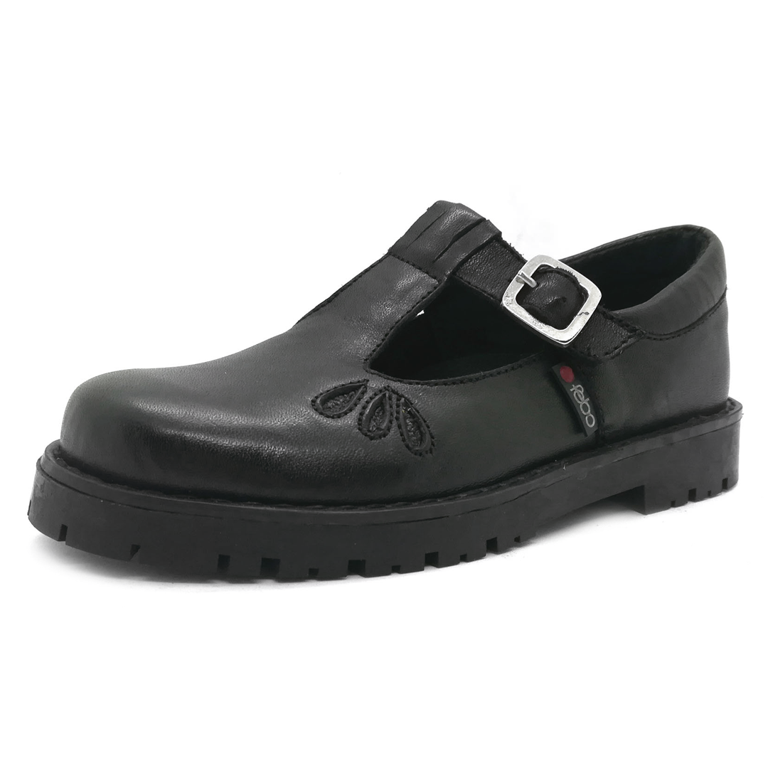 Zapato Colegial con hebilla Cuero Negro -Febo Super Confort- Gashi Calzados