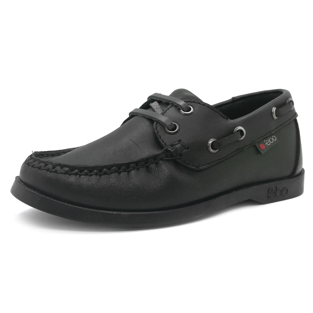 Zapato Colegial niño Cuero Negro -Febo Super Confort - Gashi Calzados